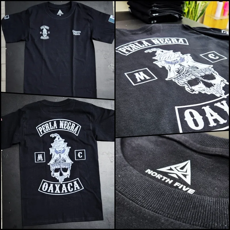 Playeras personalizadas para motoclub en Oaxaca con nombres y simbología personalizada